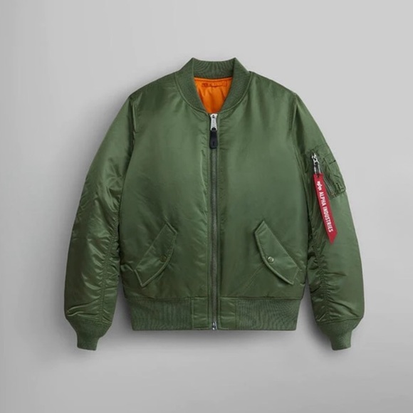 ALPHA INDUSTRIES MA-1 BOMBER JACKET, UNISEX SIZE MM/WL, SAGE - Picture 2 of 11